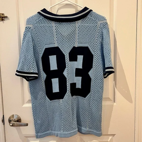 Urban Outfitters Light Blue Mesh Polo - Picture 2 of 3